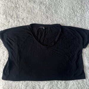 Black Short Sleeve Crop Top Shirt